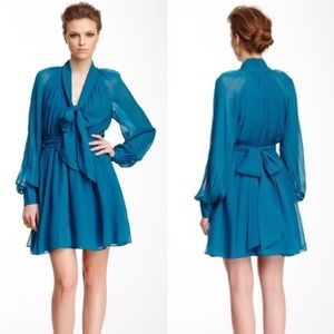 Rachel Zoe Tie Neck Silk Dress